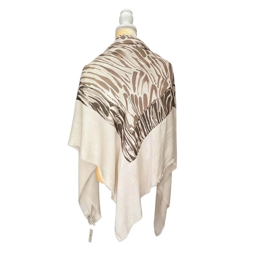 Echo Silk Scarf 54” Square Oversized Wrap Zebra Stripe Tiger Print Shawl New NWT